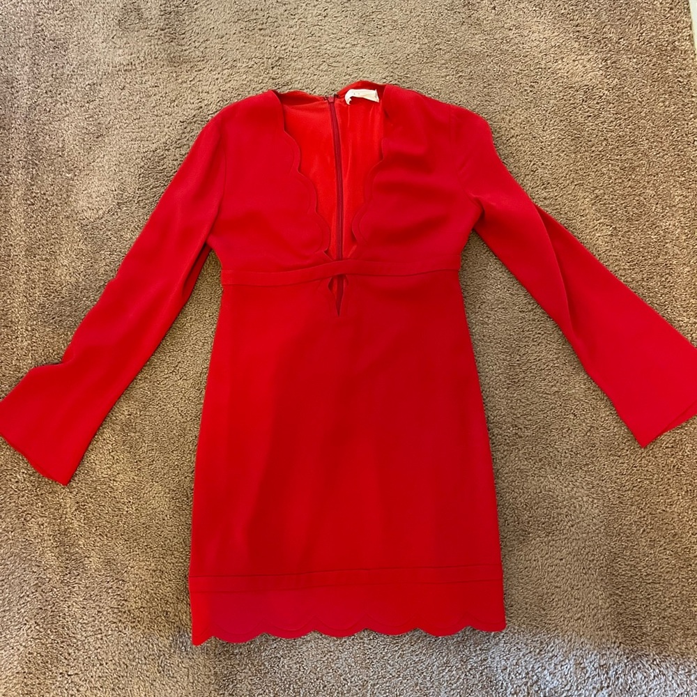 A.L.C. Red Scalloped Mini Dress